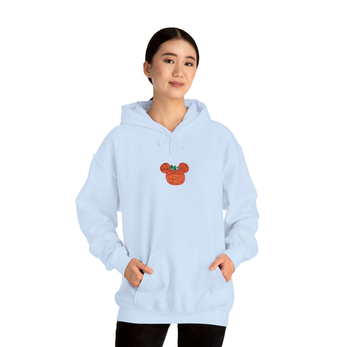 Fall Pumpkin Embroidered Ears silhouette Hoodie | Halloween pumpkin ears sweatshirt