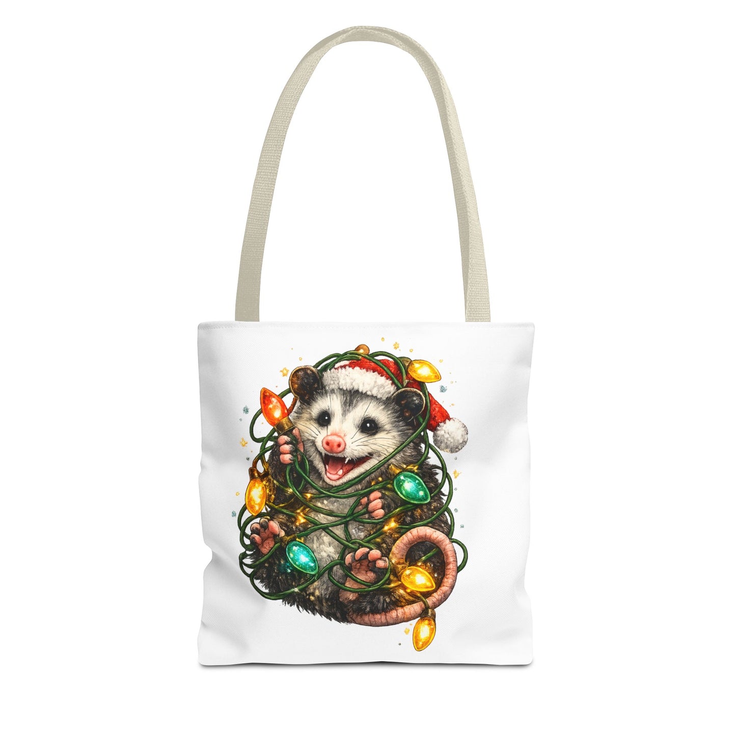 Christmas Opossum Tote Bag — Cute Holiday Animal Holiday Shopping Bag
