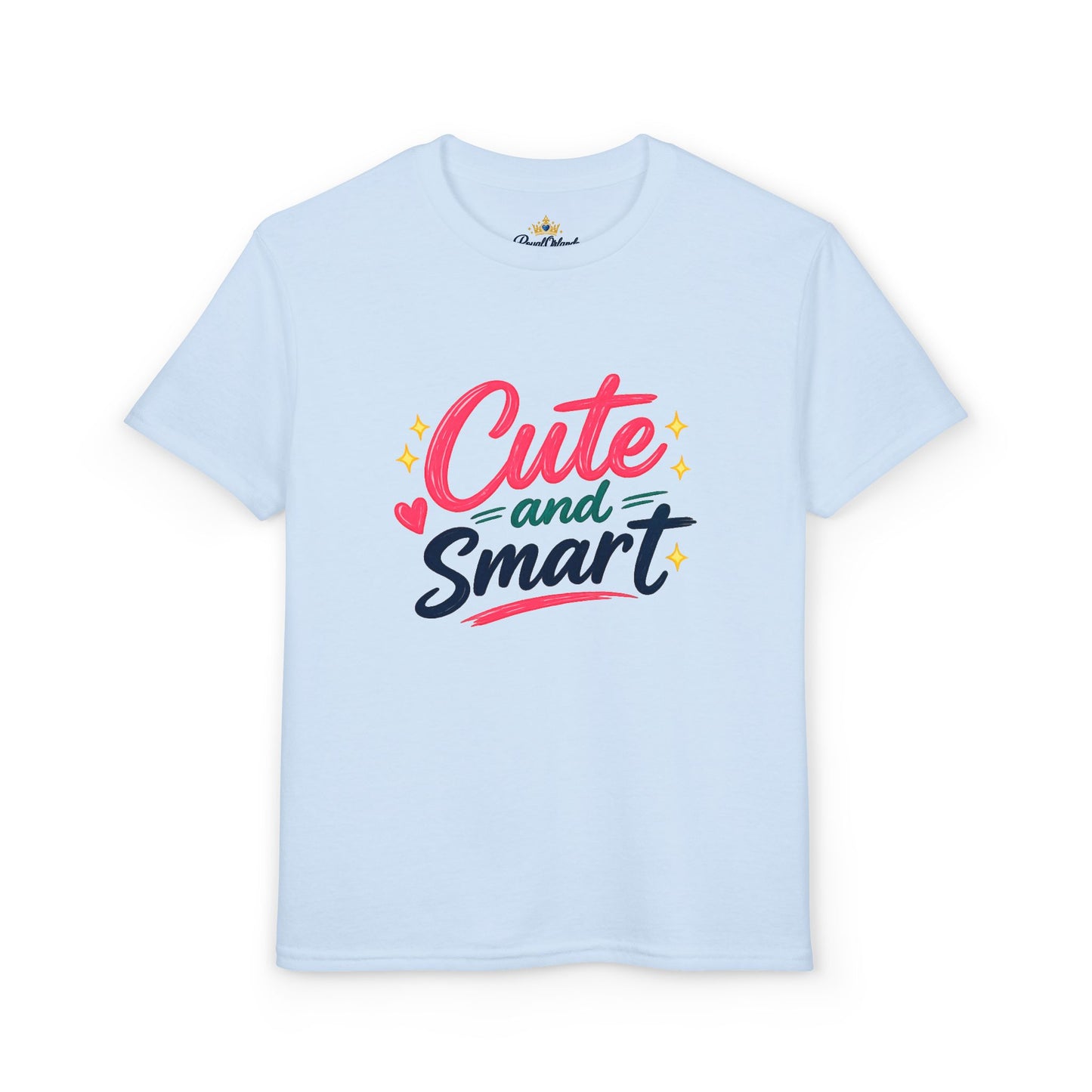 Cute and Smart Youth T-Shirt | Kids Typography Tee, Pink Navy Stars