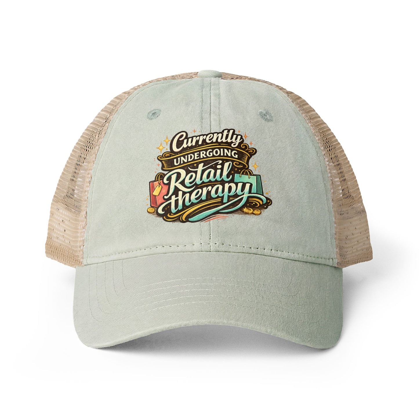 Women's Washed Mesh-Back hat Retail Therapy humorous ball cap