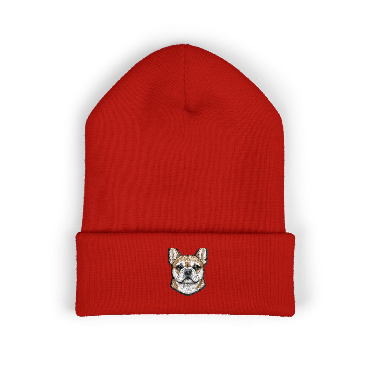French Bulldog Embroidered Beanie | Cuffed Knit Hat