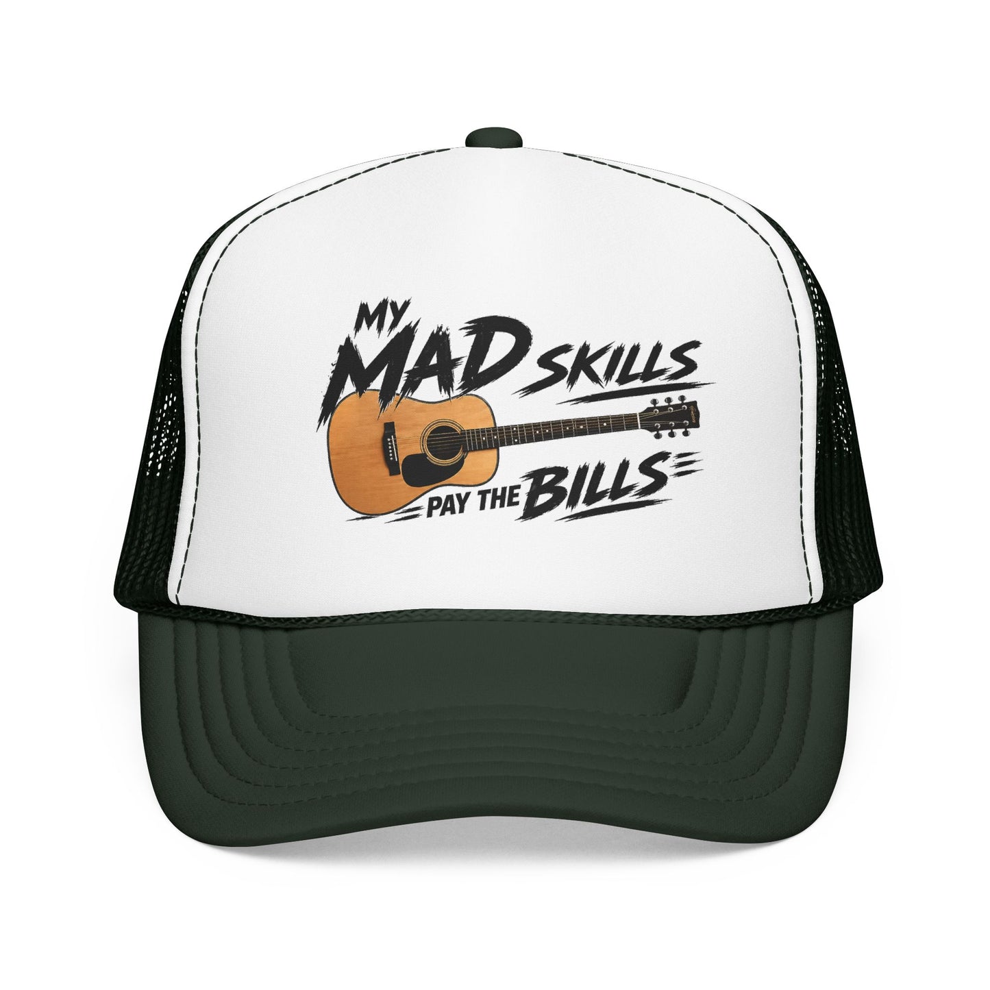 My Mad Skills Pay The Bills acoustic guitar trucker hat | musician humor