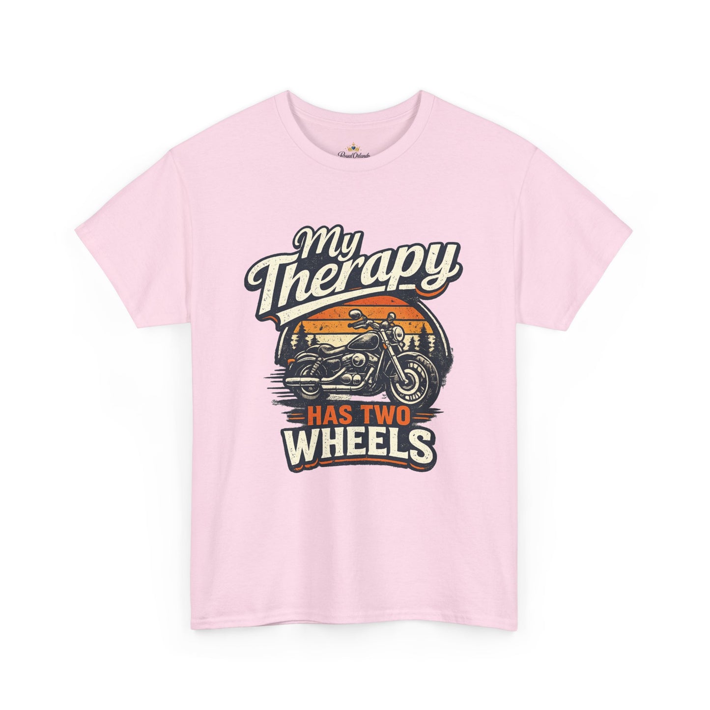 My Therapy Has Two Wheels Motorcycle Tee | Biker Riding Sunset Design