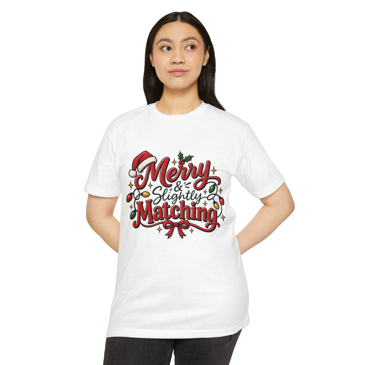 Merry & Slightly Matching Christmas T-Shirt- Family and Friends holiday pajama shirts