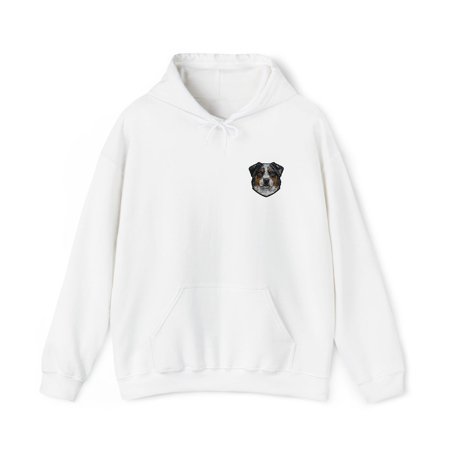 Australian Shepherd embroidered design on hooded sweatshirt