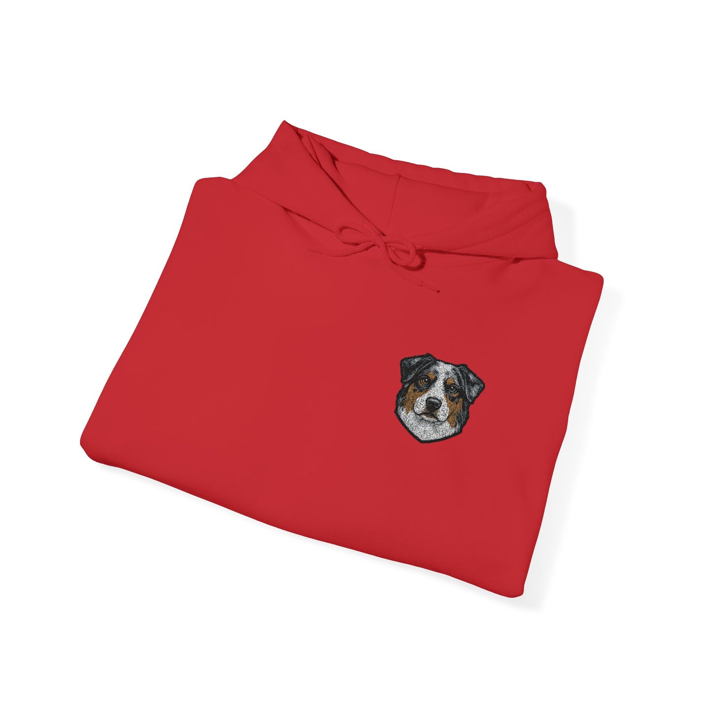 Australian Shepherd embroidered design on hooded sweatshirt