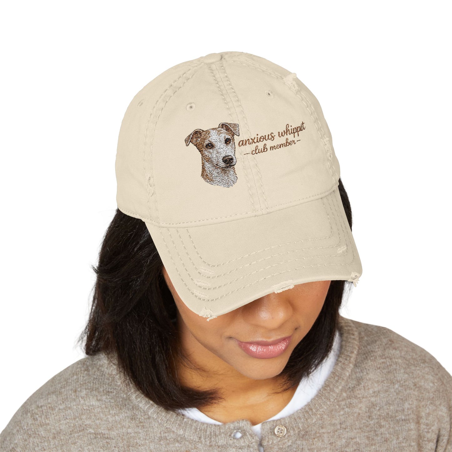 Anxious Whippet Embroidered Dog hat