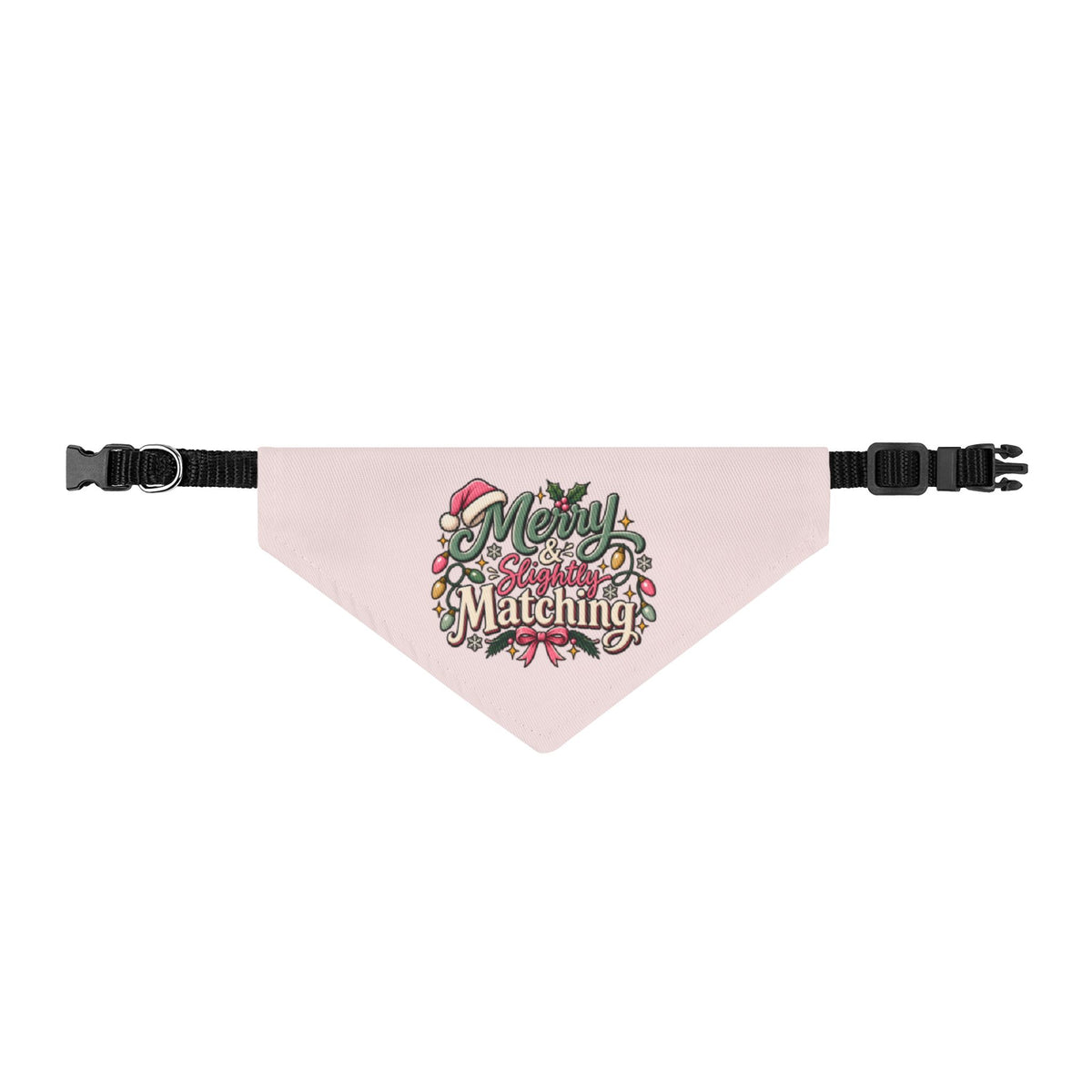 Pet Bandana — 'Merry & Slightly Matching' family Holiday theme Clip-On Dog Bandana, Festive Christmas Pet Accessory dog or cat