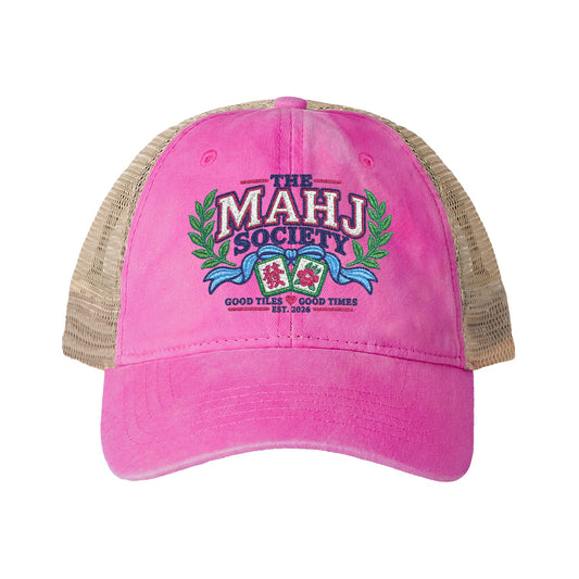 The MAHJ Society Embroidered Mah Jong Women's Washed Mesh-Back Cap
