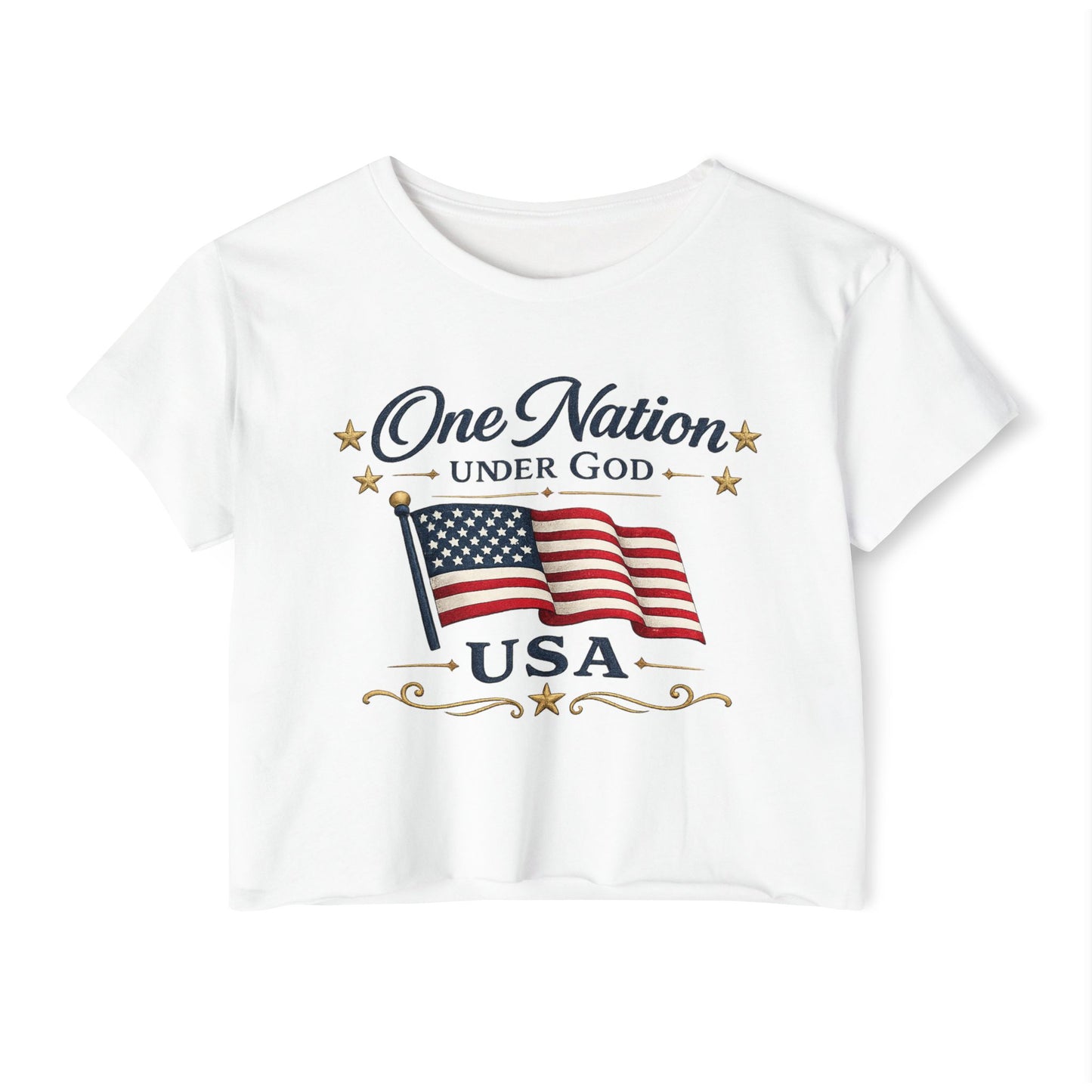 One Nation Under God USA Flag Crop Top | Patriotic American cropped Shirt