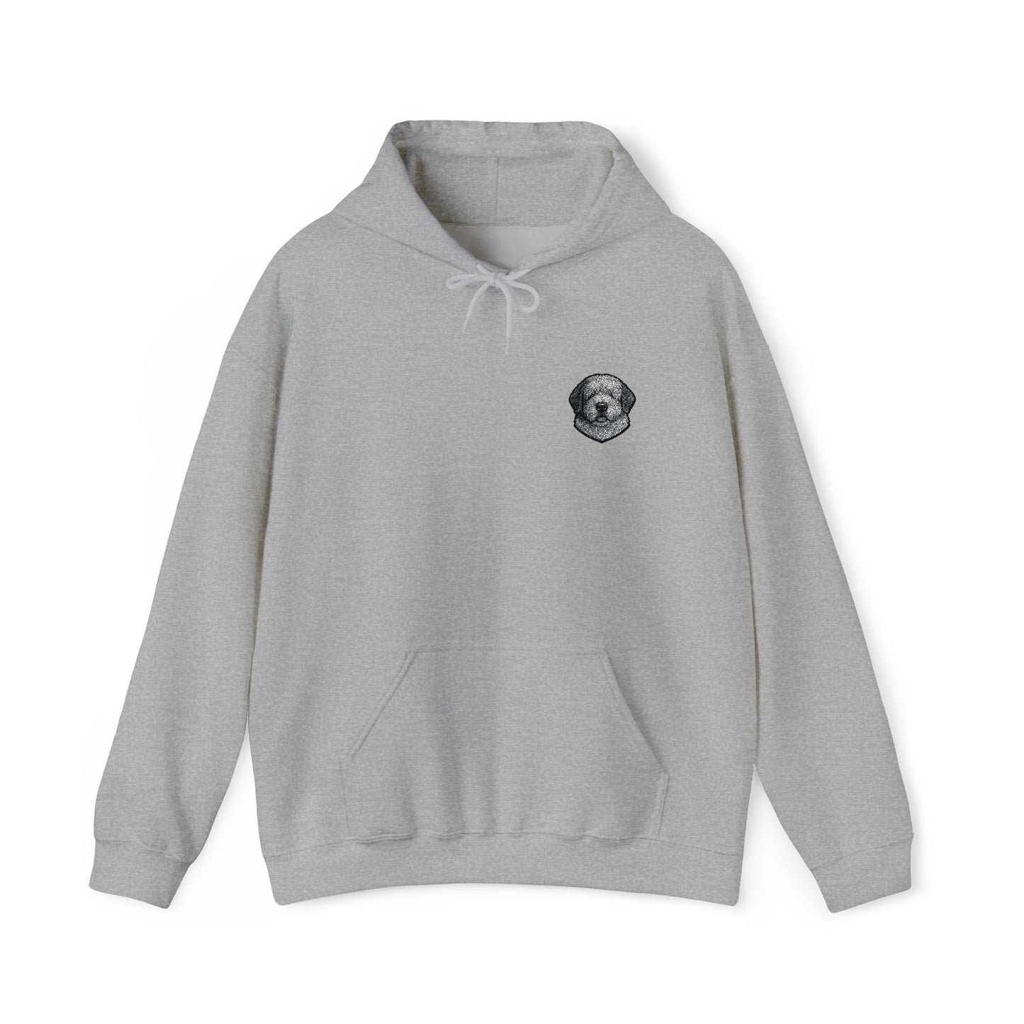 Old English Sheepdog embroidered design on hooded sweatshirt