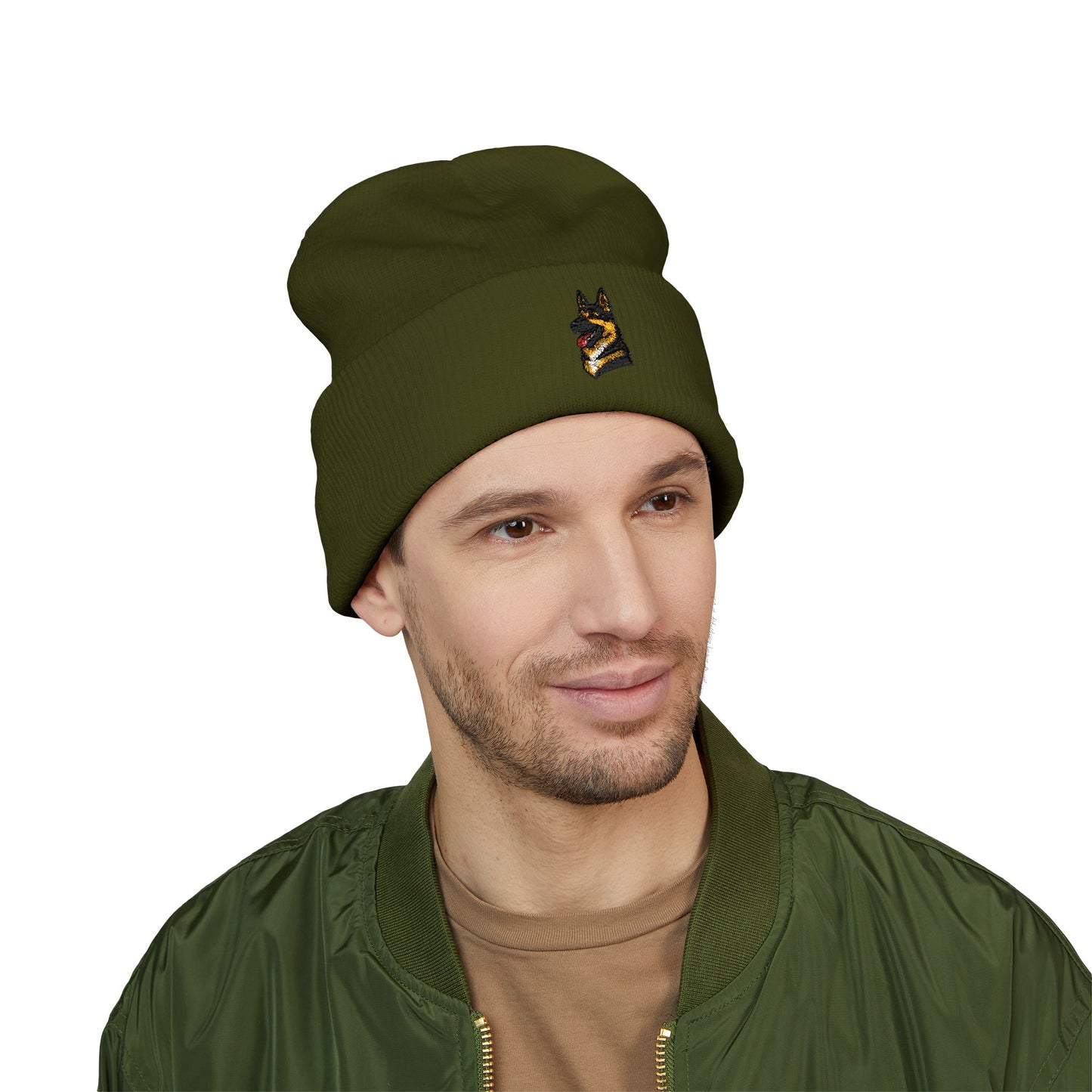 German Sheperd Embroidered Beanie | Cuffed Knit Hat