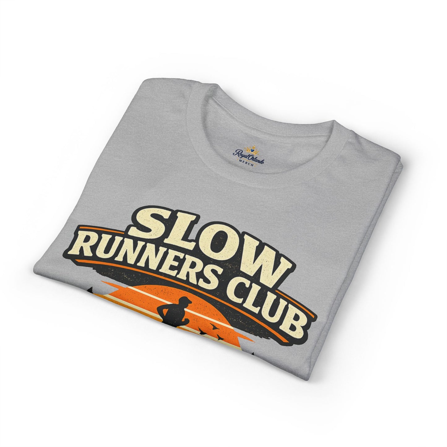 Slow Runners Club No Pace Shame T-Shirt | Retro Sunset Trail Running Shirt