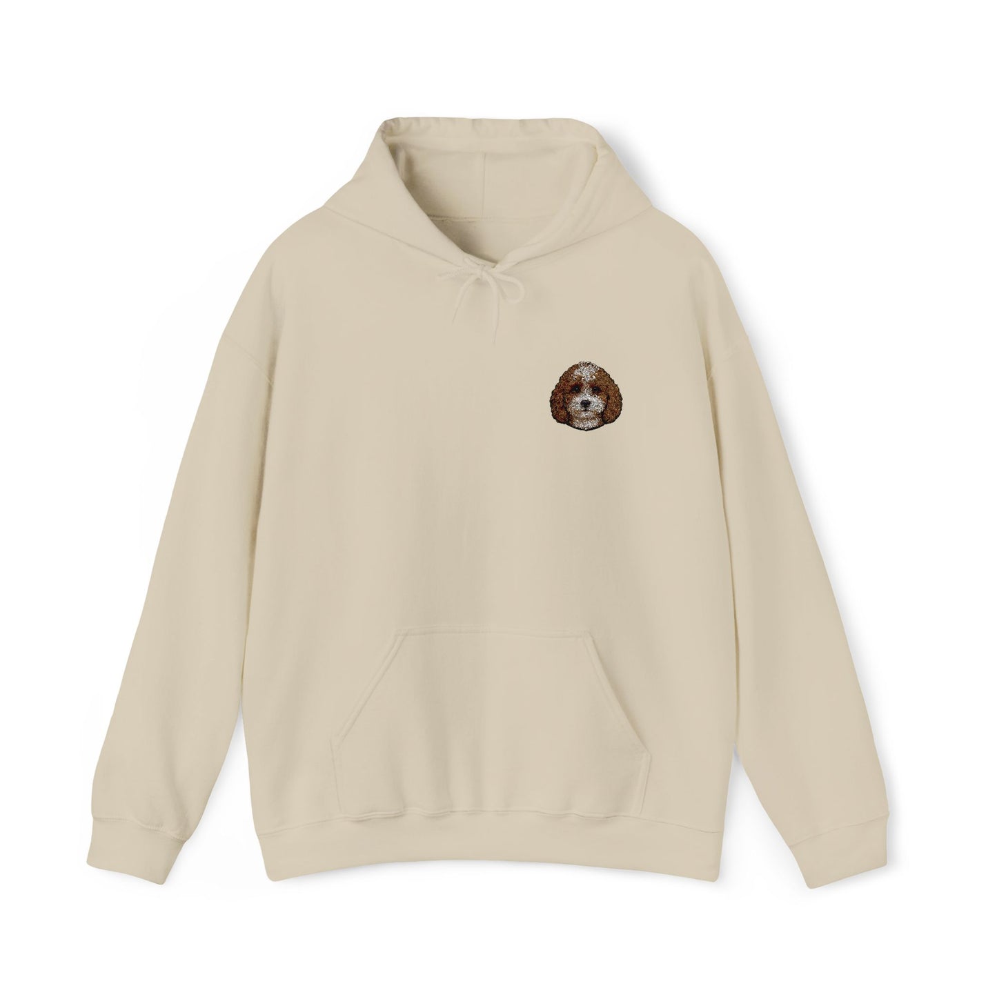 Cavapoo embroidered design on hooded sweatshirt