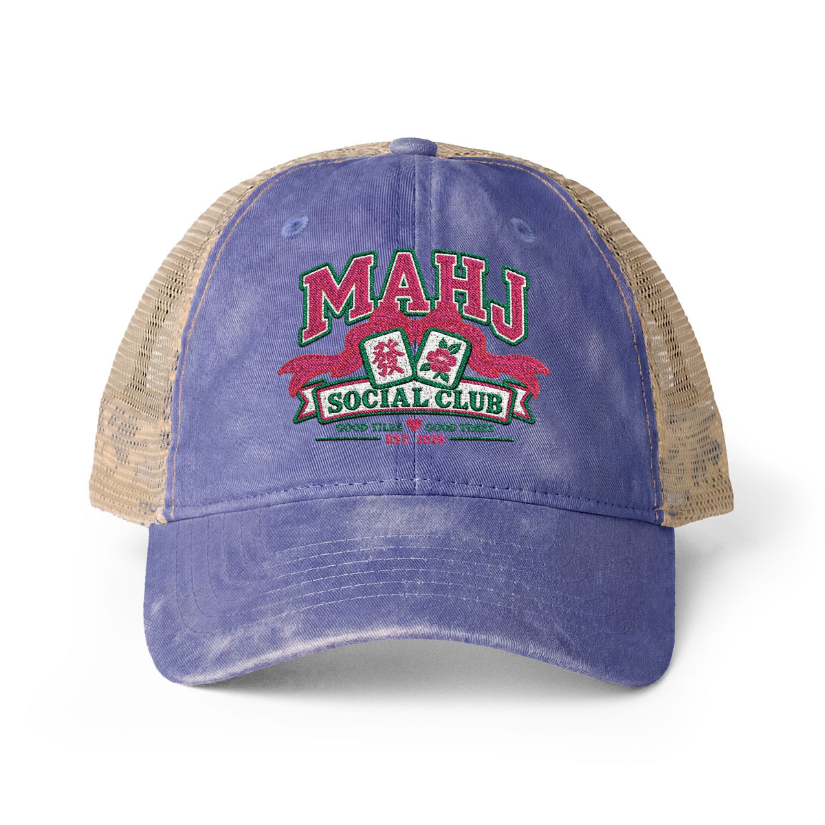 Mahj Women's Washed Mesh-Back Cap- Mah Jong hat
