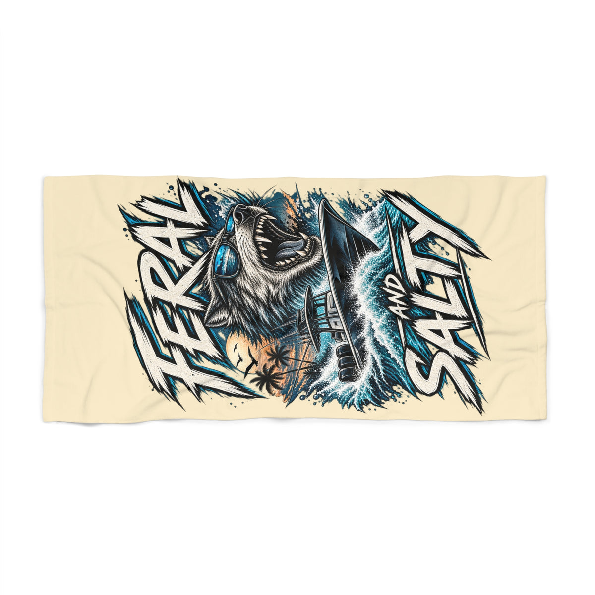 Feral and Salty Boat Beach Towel — Bold Surf & Coastal Vibes