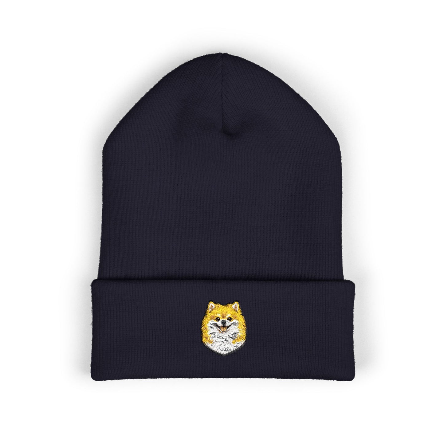 Pomeranian Embroidered Beanie | Cuffed Knit Hat