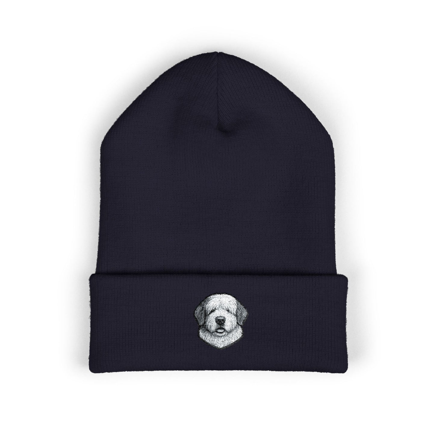 Old English Sheepdog Embroidered Beanie | Cuffed Knit Hat