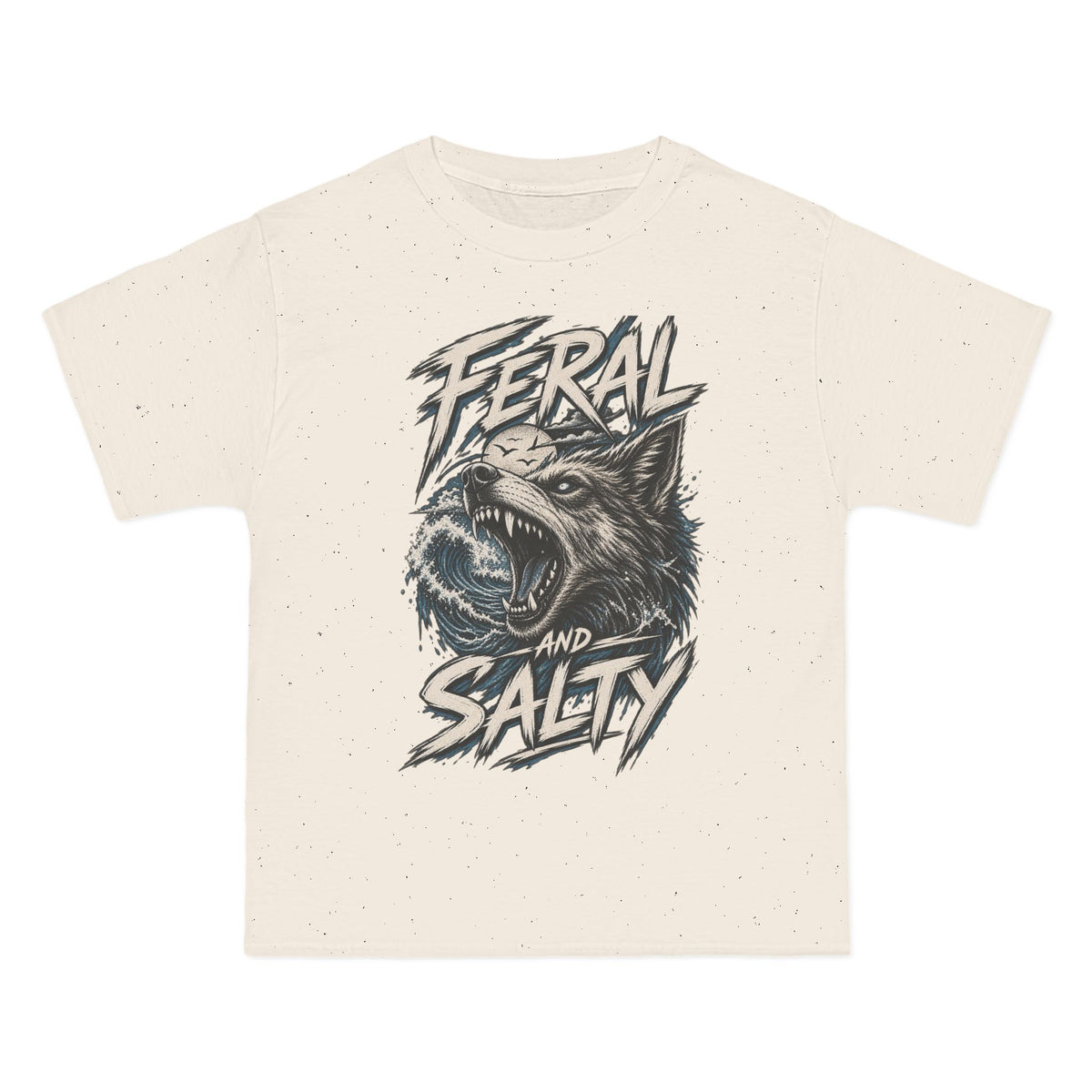 Feral and Salty Wolf Ocean T-Shirt — Graphic Animal Tee for Outdoor & Casual Wear