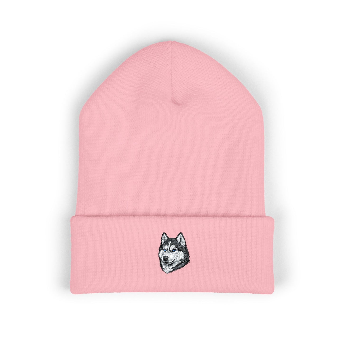 Siberian Husky Embroidered Beanie | Cuffed Knit Hat