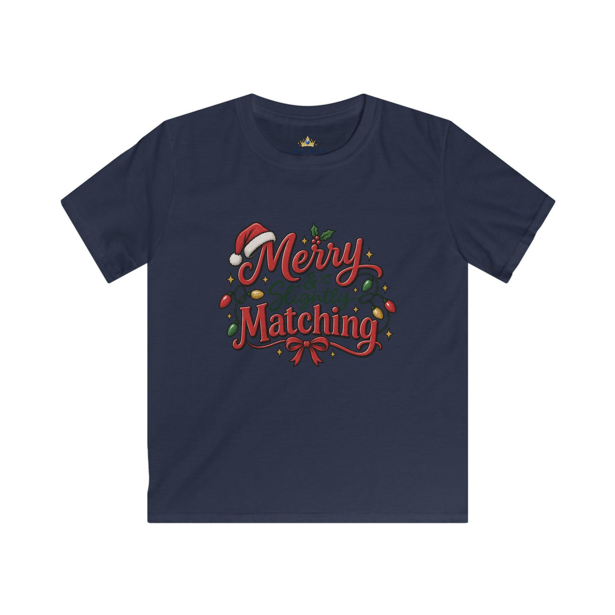 Kids T-Shirt — "Merry & Slightly Matching" Christmas Holiday Tee friends or family matching pajama shirt