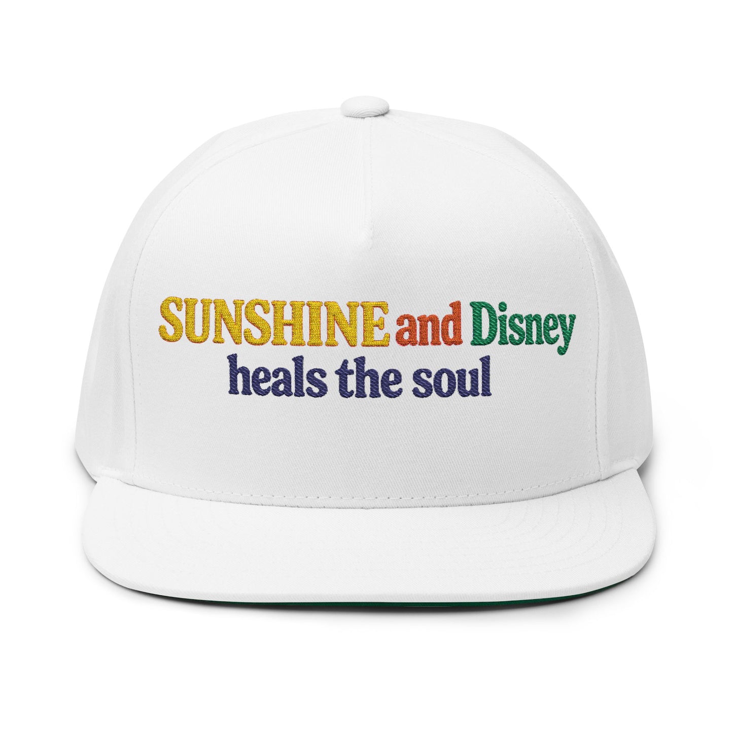 Sunshine and Disney heals the soul Flat Bill Cap | Embroidered Patch