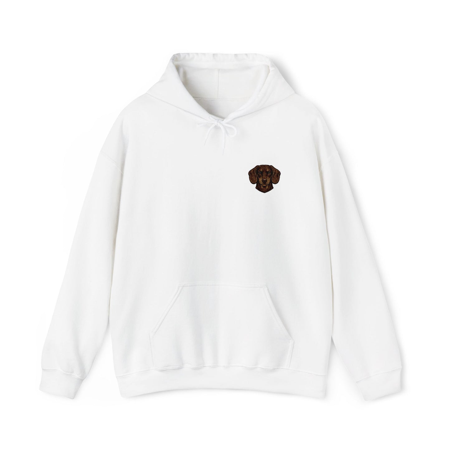 Dachshund embroidered design on hooded sweatshirt