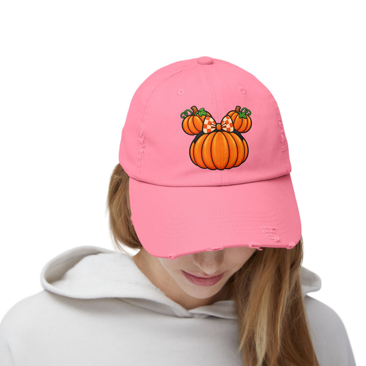 Fall Pumpkin  Ears Cap | Distressed Baseball Hat, Halloween Fall