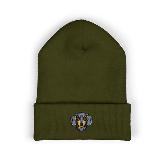 Dachshund Embroidered Beanie | Cuffed Knit Hat