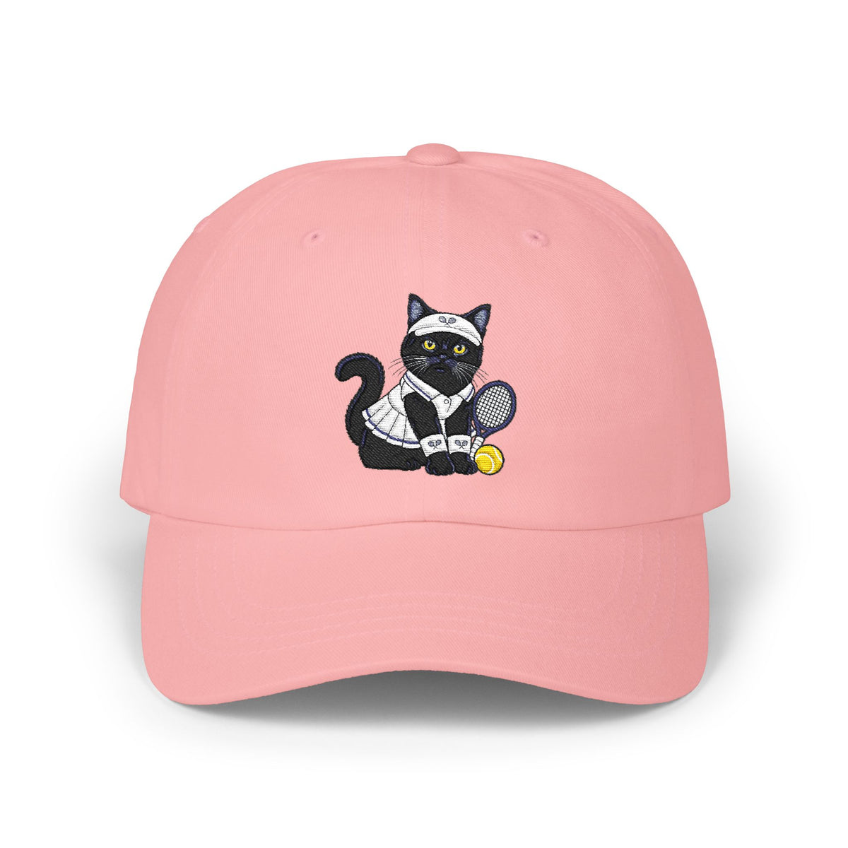 Black Cat Pickle Ball Embroidery Classic Dad Cap
