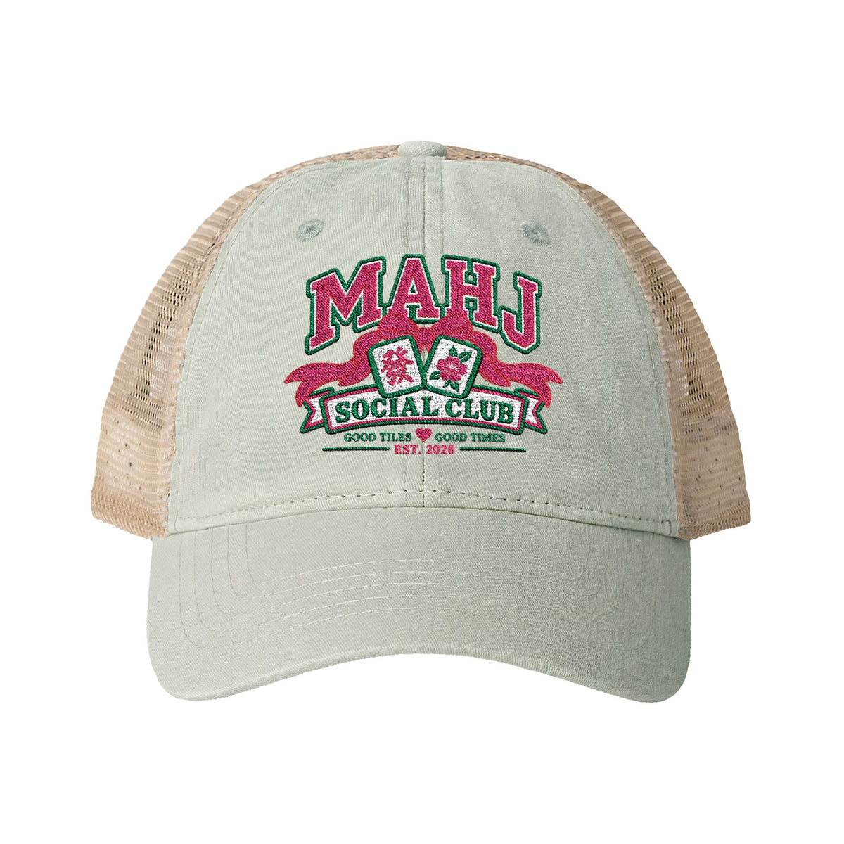 Mahj Women's Washed Mesh-Back Cap- Mah Jong hat