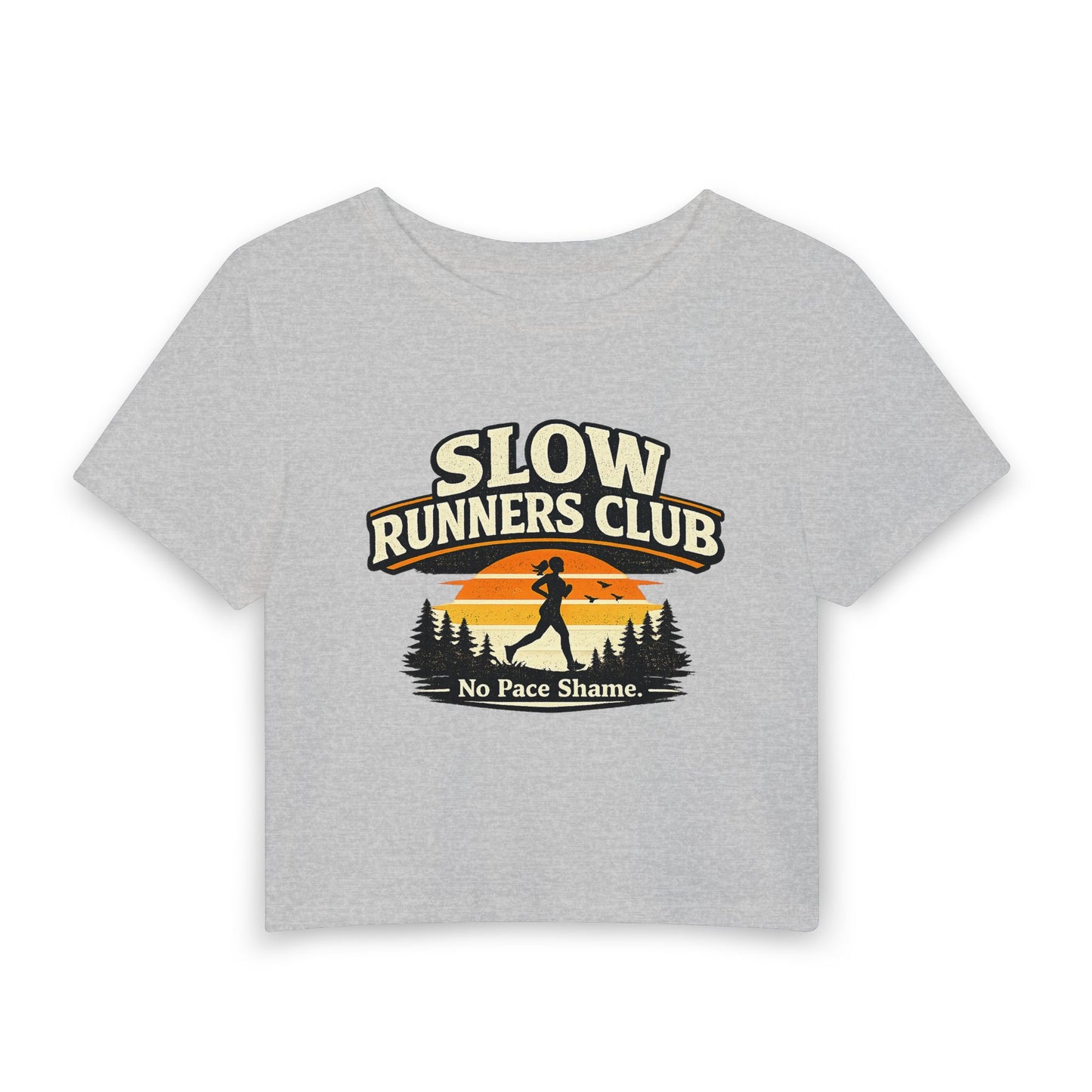 Slow Runners Club tee | Women's Baby Tee, No Pace Shame running design