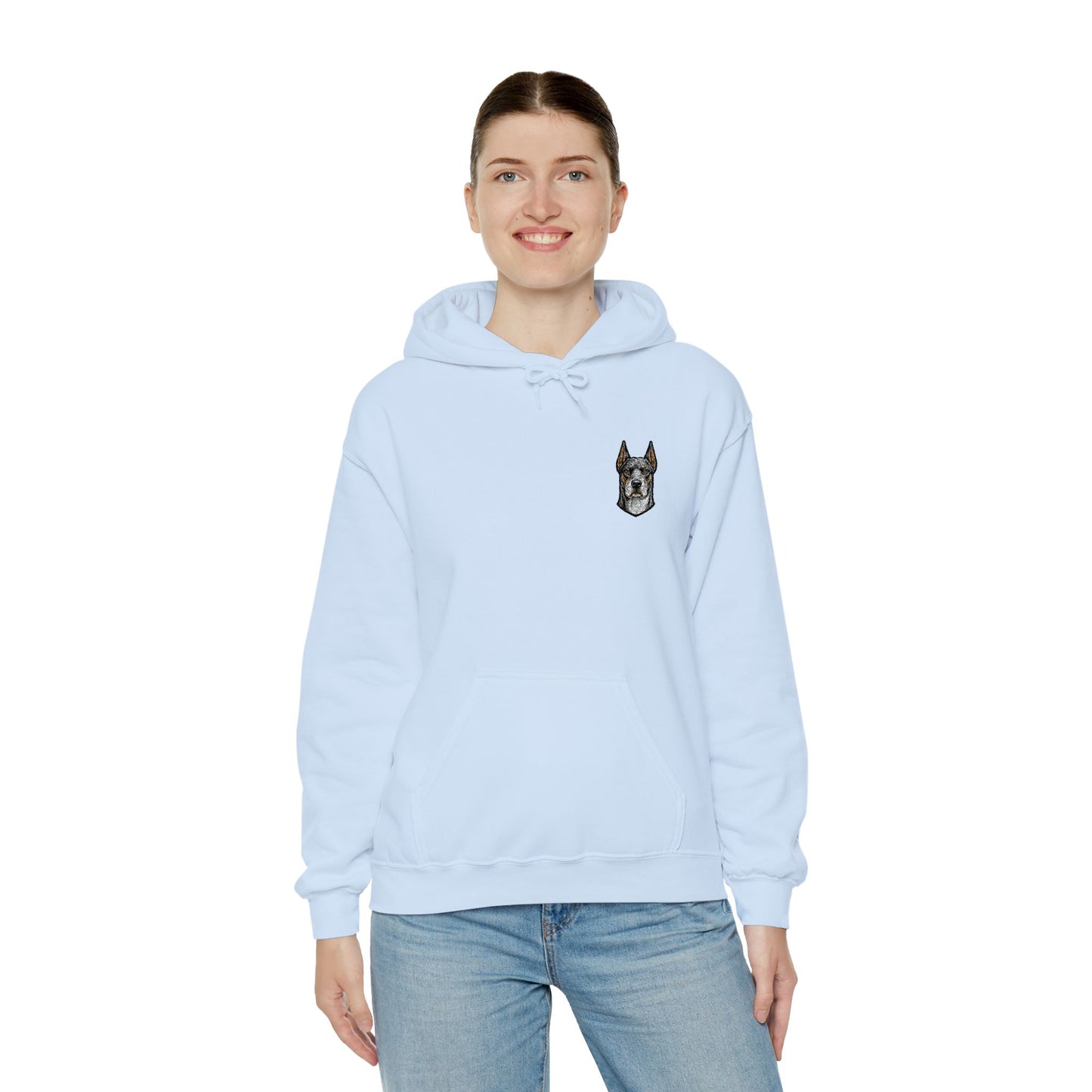 Great Dane embroidered design on hooded sweatshirt