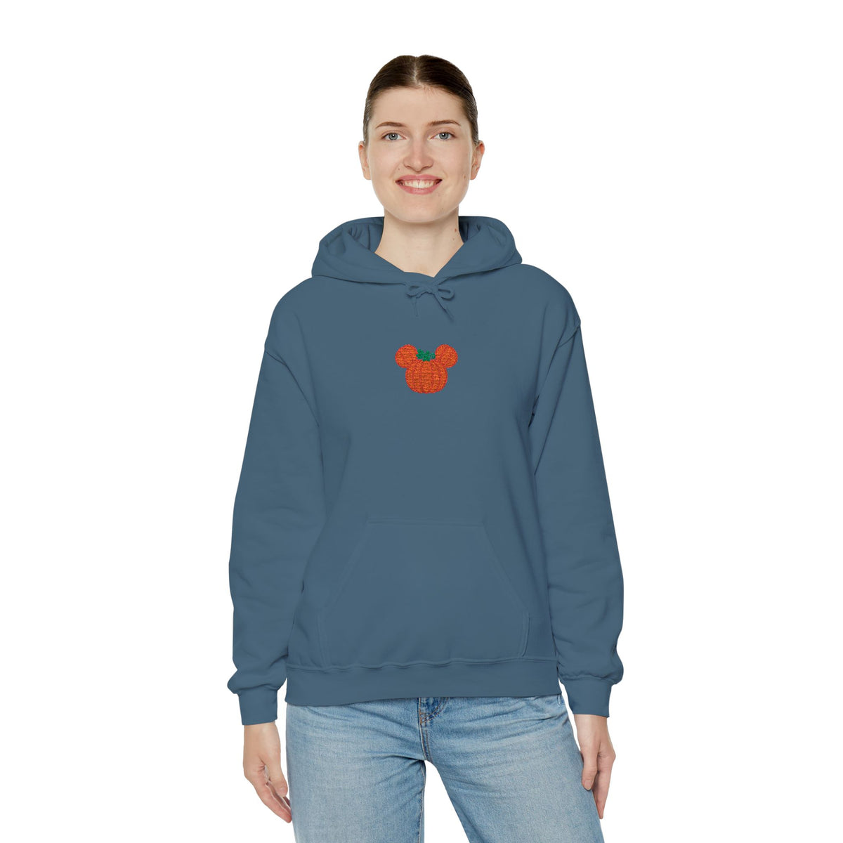 Fall Pumpkin Embroidered Ears silhouette Hoodie | Halloween pumpkin ears sweatshirt