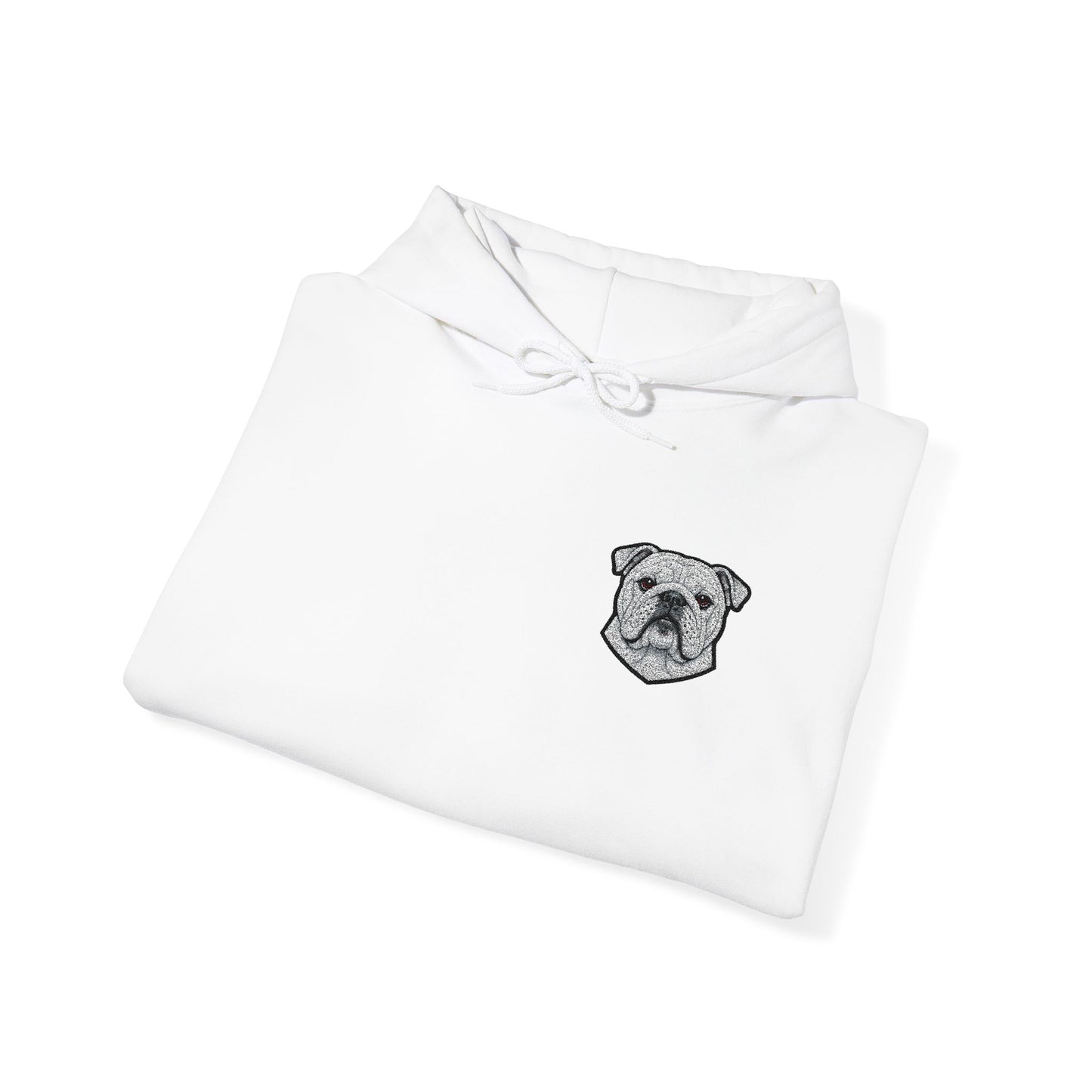 English Bulldog embroidered design on hooded sweatshirt