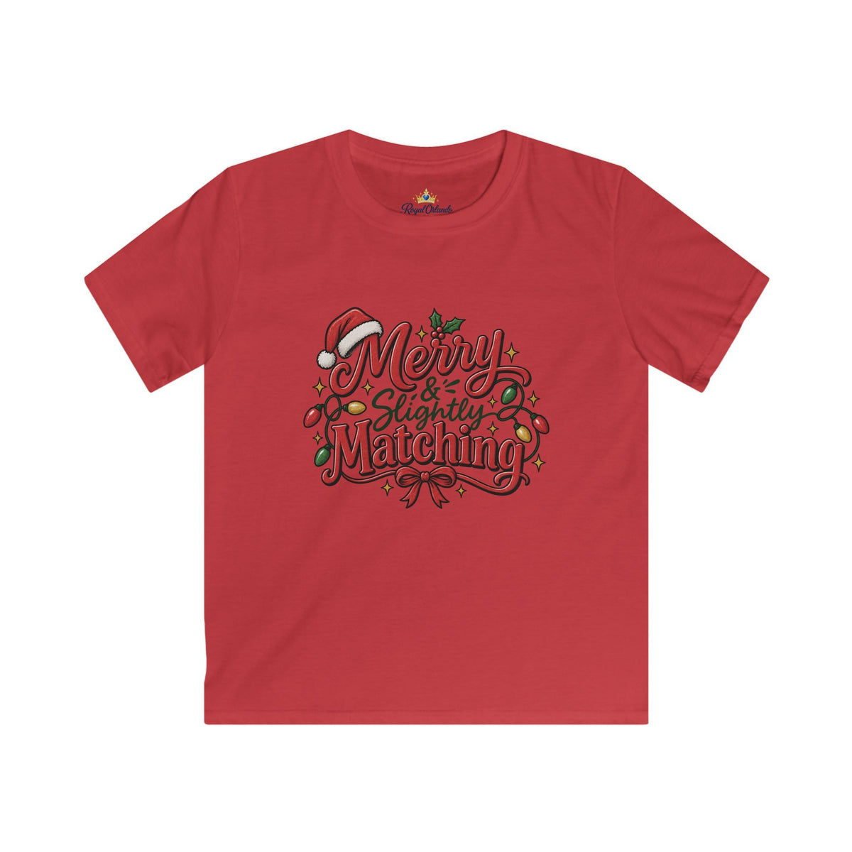 Kids T-Shirt — "Merry & Slightly Matching" Christmas Holiday Tee friends or family matching pajama shirt