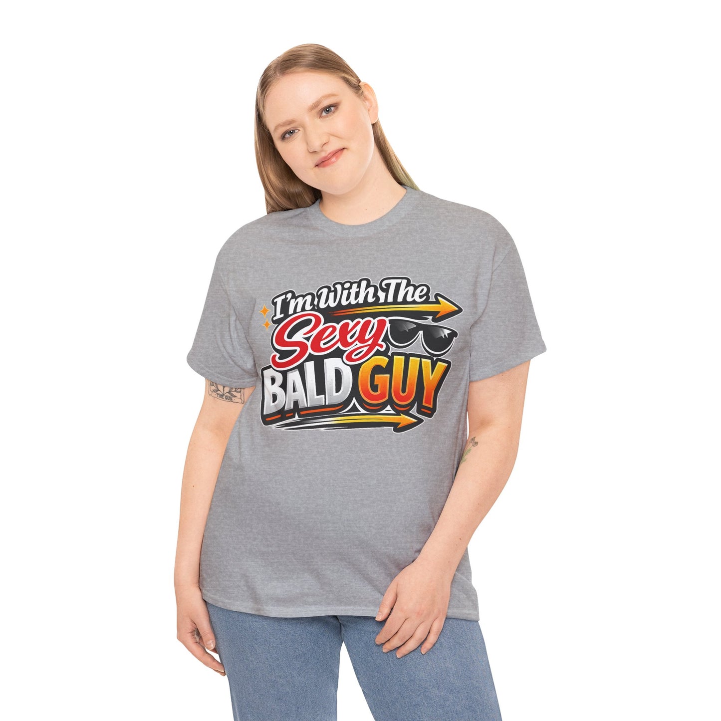 I'm With The Sexy Bald Guy T-Shirt | Funny Novelty Shirt, Sunglasses Graphic