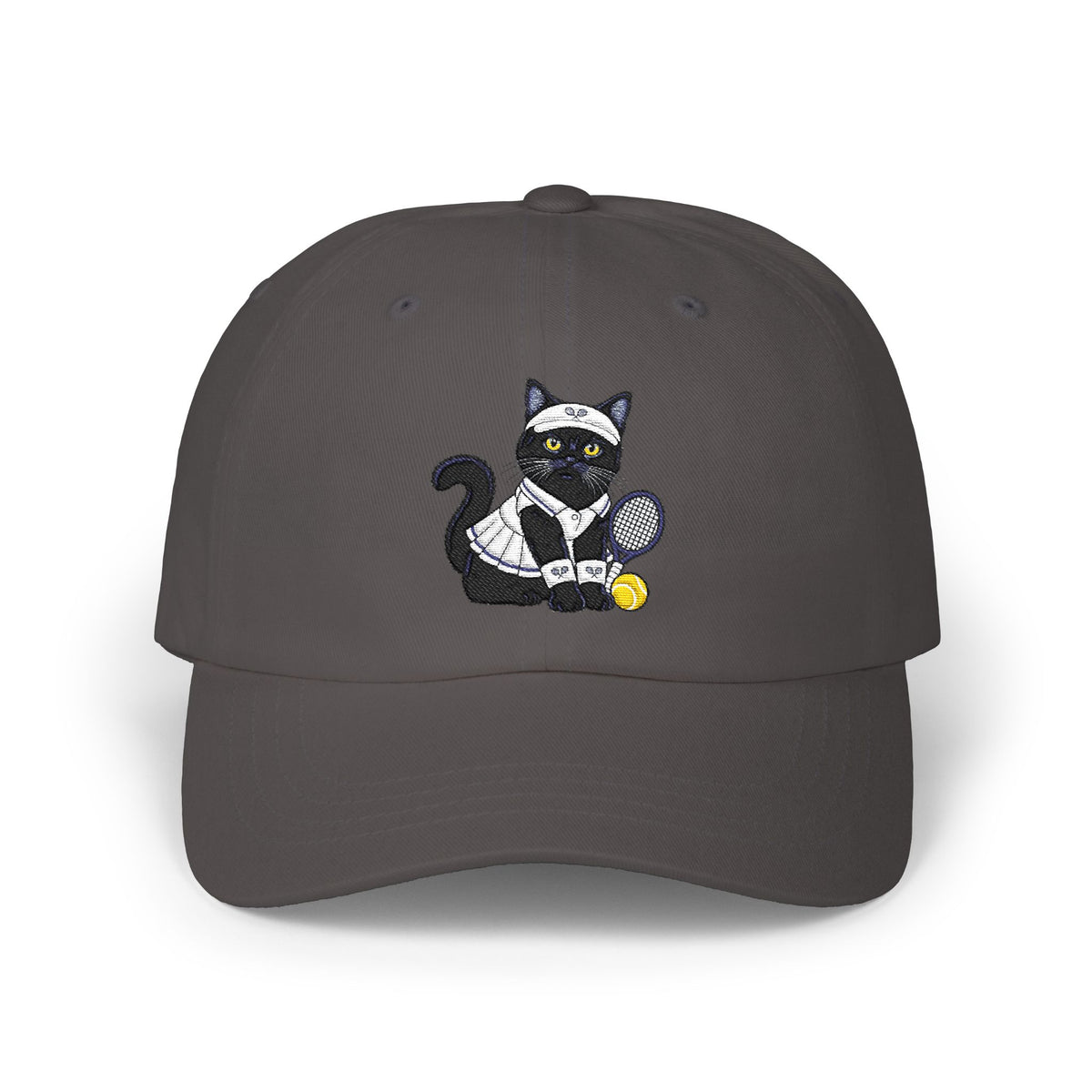 Black Cat Pickle Ball Embroidery Classic Dad Cap