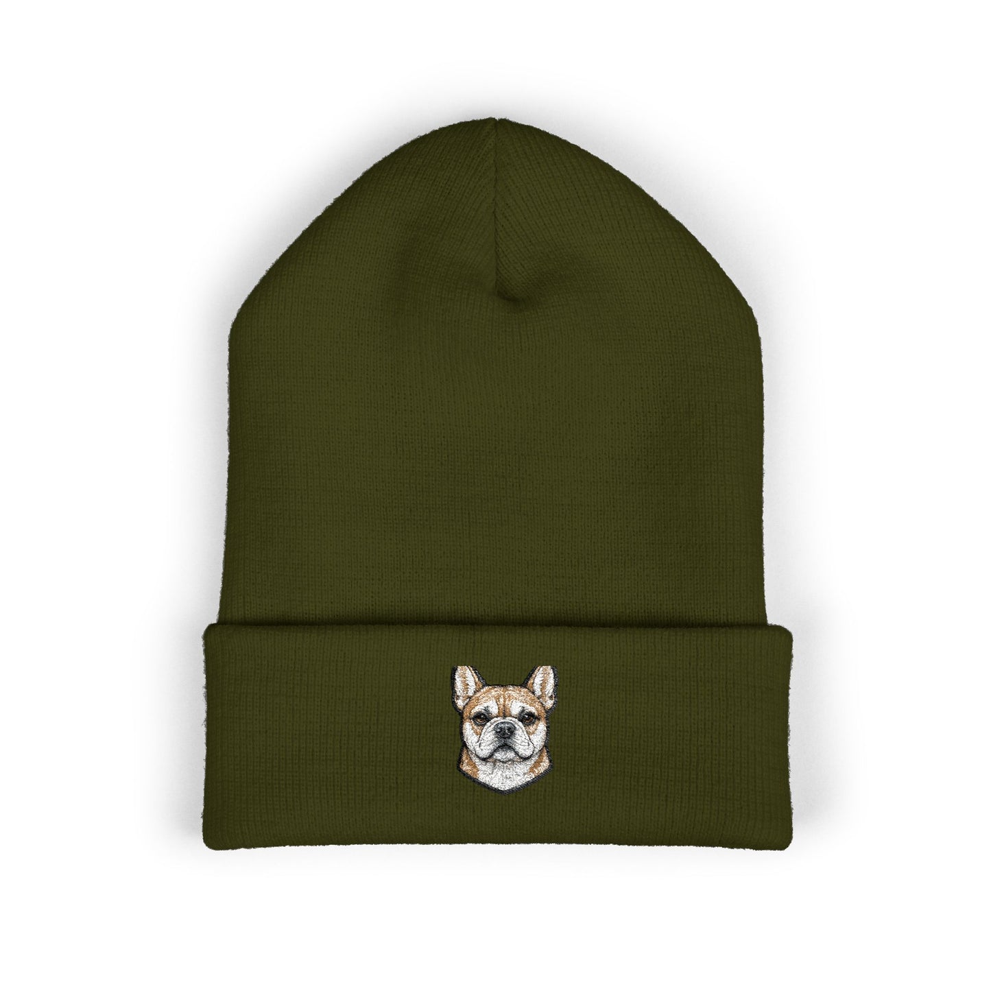 French Bulldog Embroidered Beanie | Cuffed Knit Hat