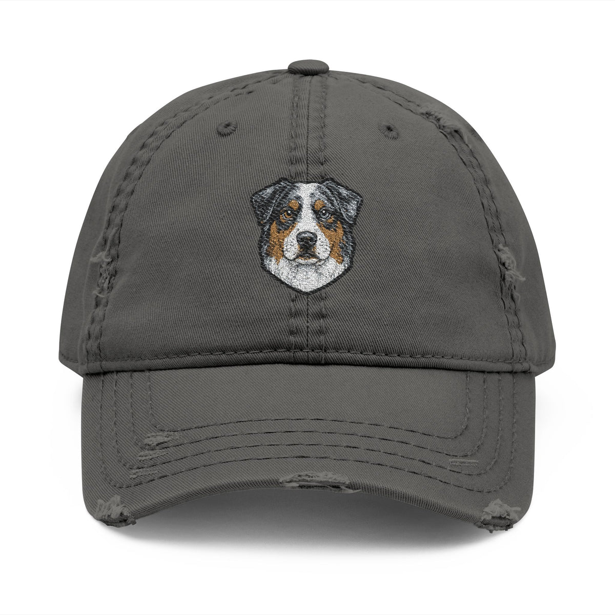 Australian Shepherd Portrait Hat | Embroidered Distressed Dad Hat