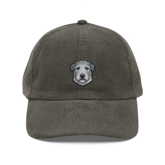 Embroidered Irish Wolfhound Dog Face Cap | Corduroy Baseball Hat