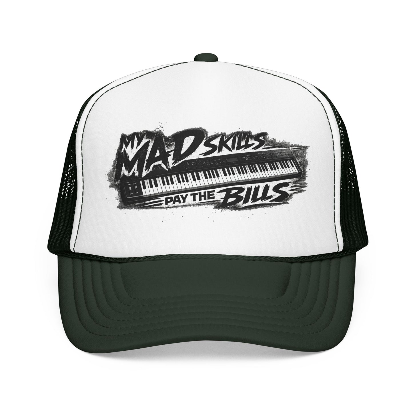 Mad Skills Piano Pay The Bills Trucker Hat | Musician Keyboard Logo Cap