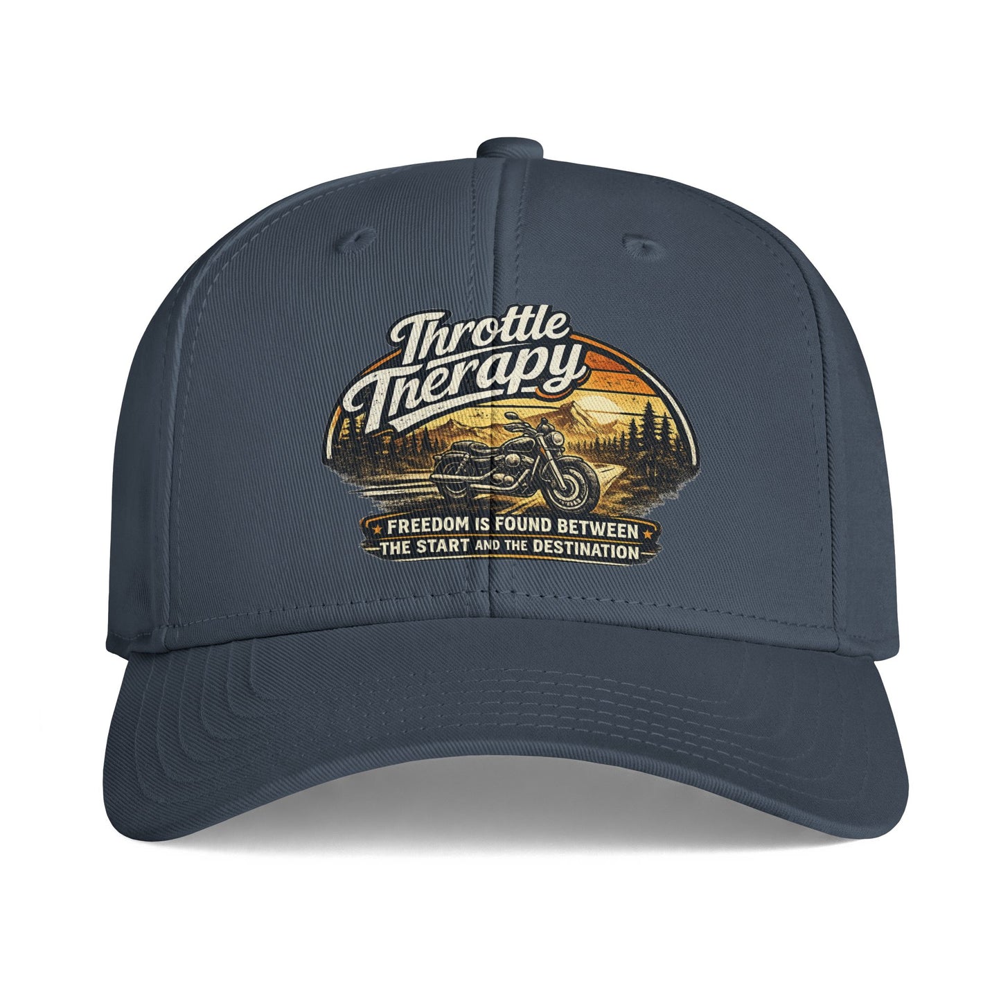 Throttle Therapy Motorcycle Adventure Hat | Vintage Biker Truck, Scenic Road