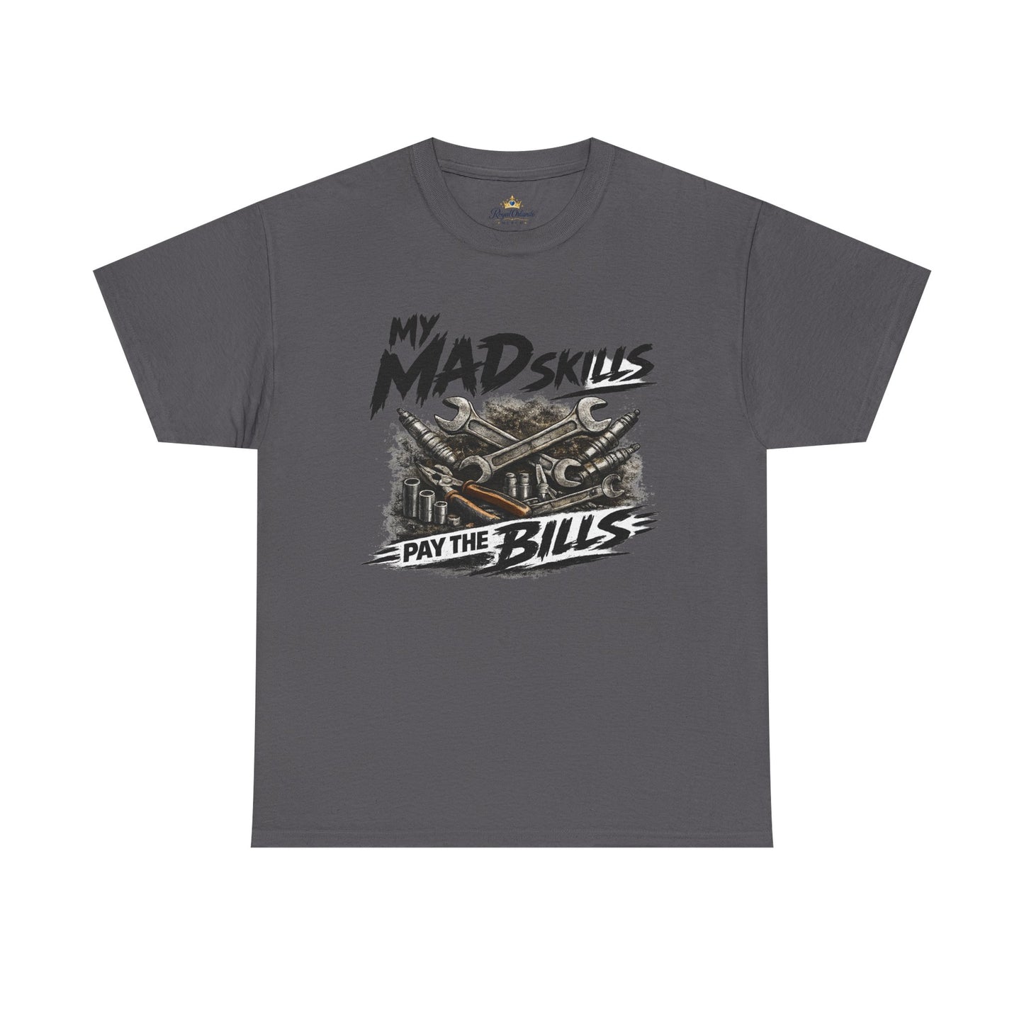 My Mad Skills Pay The Bills T-Shirt | Vintage Mechanic Toolbox Graphic Tee Gift for Dad
