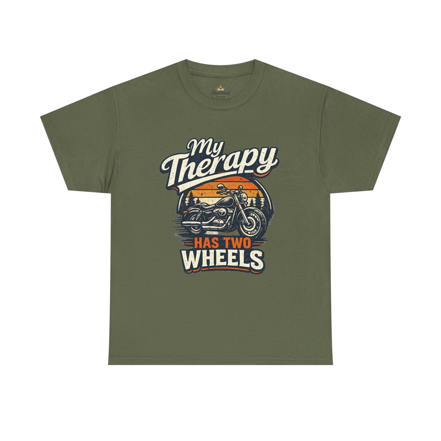 My Therapy Has Two Wheels Motorcycle Tee | Biker Riding Sunset Design