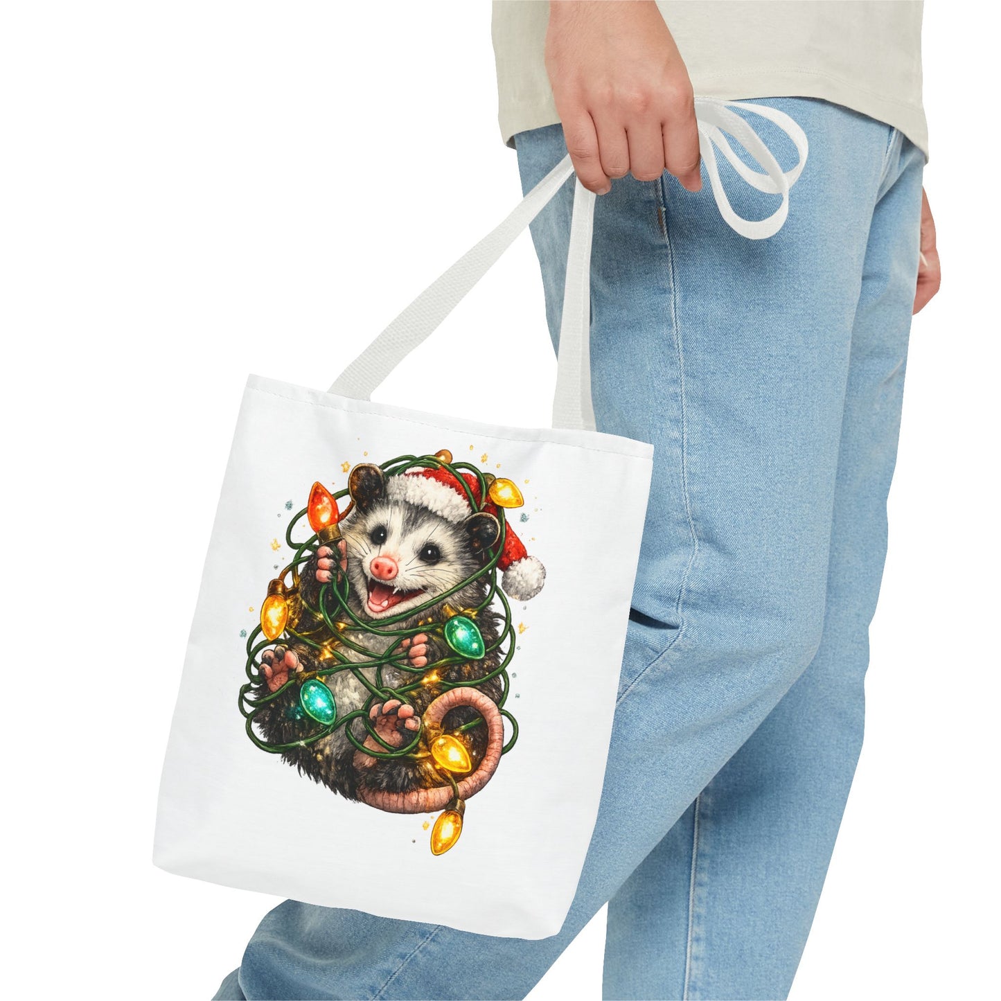 Christmas Opossum Tote Bag — Cute Holiday Animal Holiday Shopping Bag
