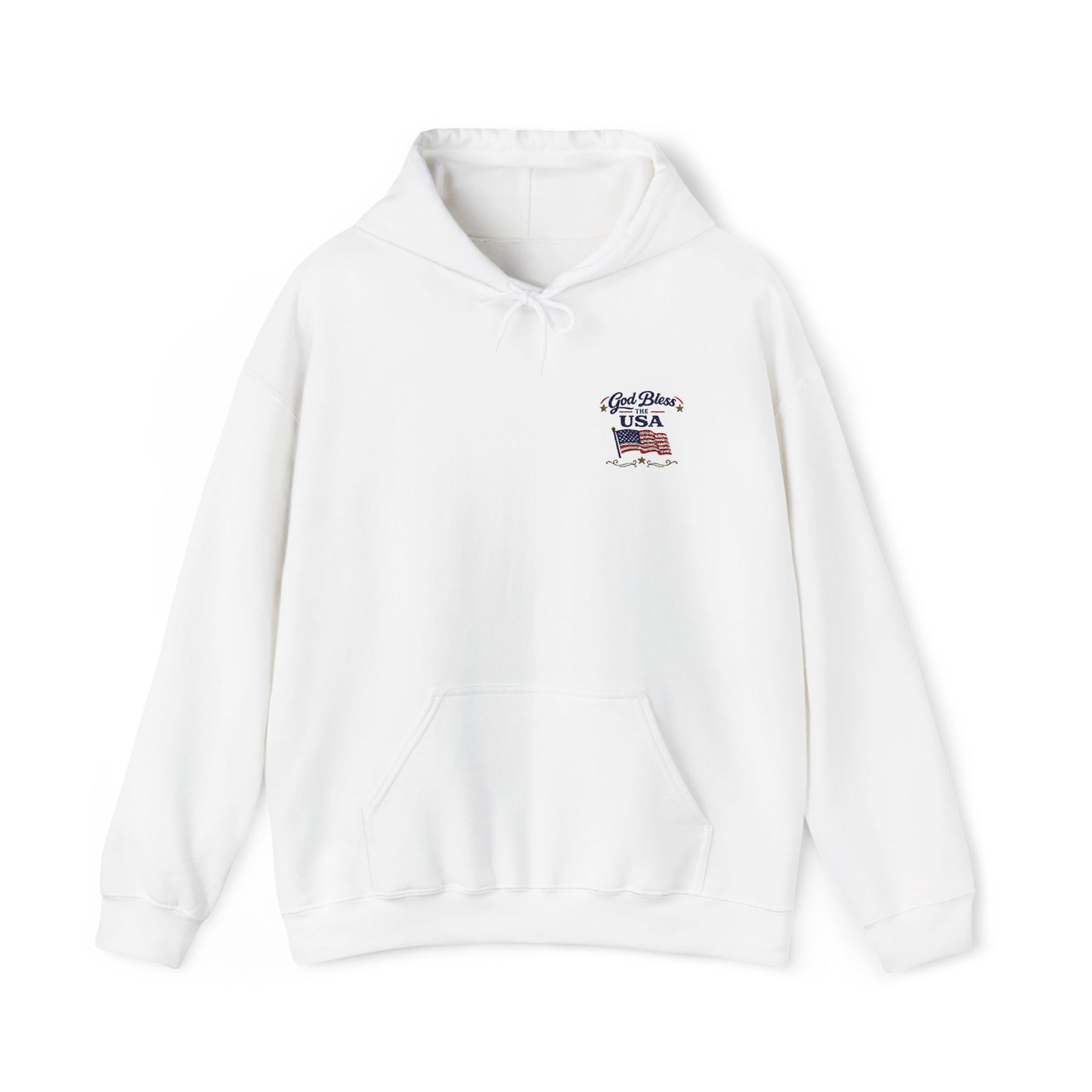 Patriotic Flag Chest Hoodie —God Bless the USA embroidered design
