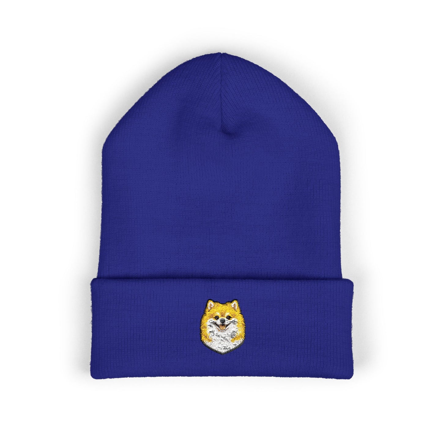 Pomeranian Embroidered Beanie | Cuffed Knit Hat