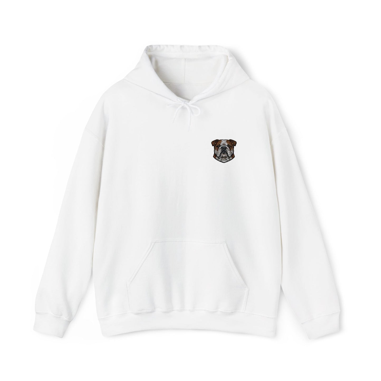 English Bulldog embroidered design on hooded sweatshirt