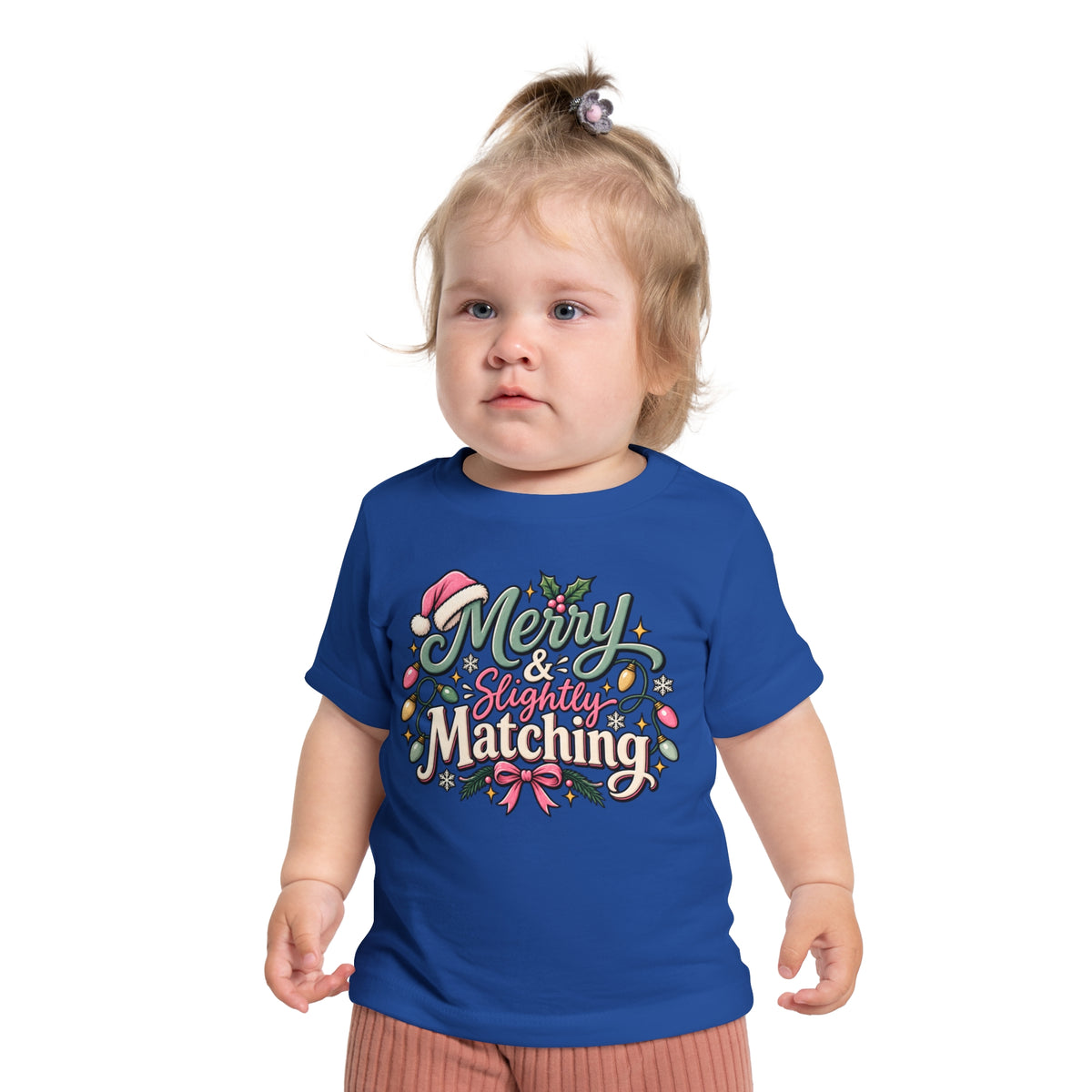 Baby T-Shirt — "Merry & Slightly Matching" Christmas Holiday Tee for Infants friends or family matching